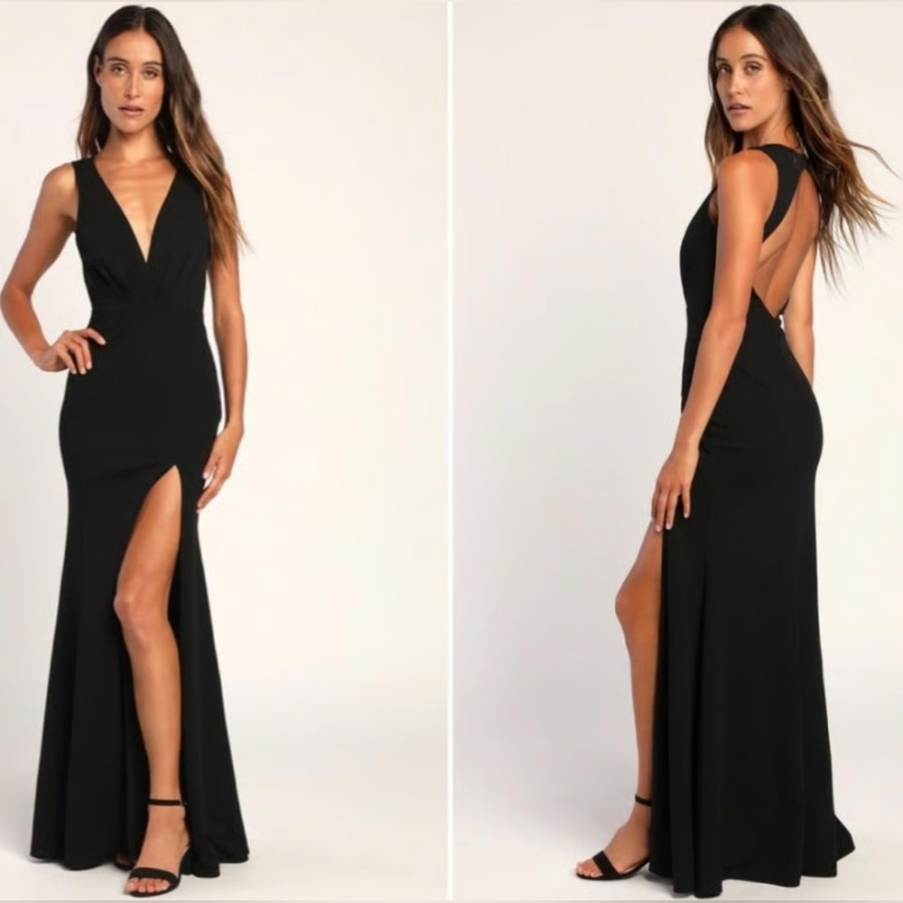 Lulus Black Backless Evening Dress